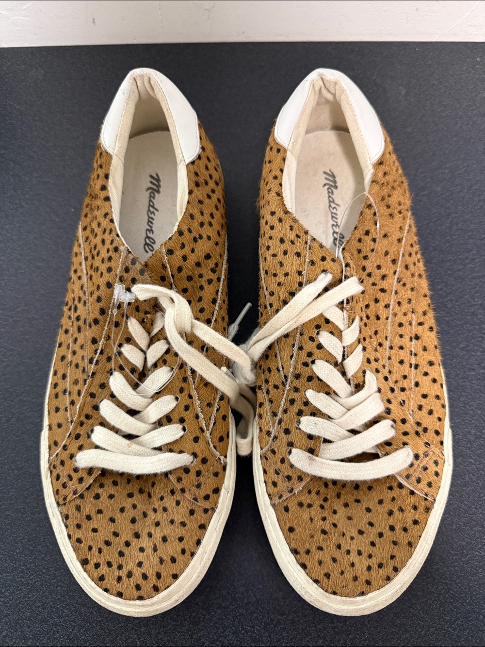 Madewell Spotted Ponyhair Lace-Up Sneakers in Brown and White
